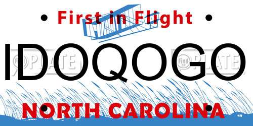IDOQOGO North Carolina License Plate