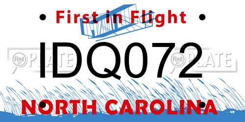 IDQ072 North Carolina License Plate
