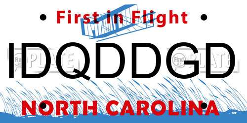 IDQDDGD North Carolina License Plate