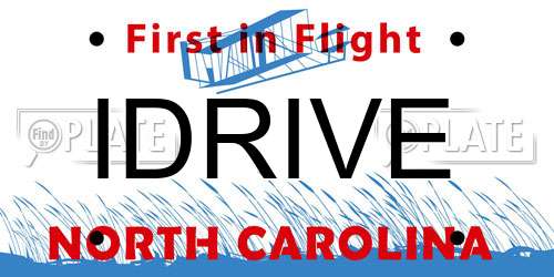 IDRIVE North Carolina License Plate