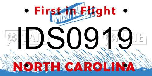 IDS0919 North Carolina License Plate