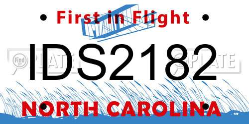 IDS2182 North Carolina License Plate