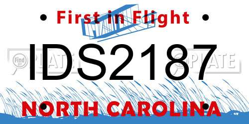 IDS2187 North Carolina License Plate