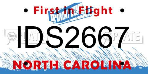 IDS2667 North Carolina License Plate