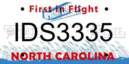 IDS3335 North Carolina License Plate
