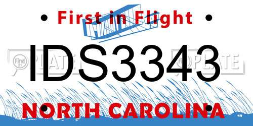 IDS3343 North Carolina License Plate
