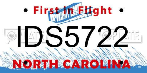 IDS5722 North Carolina License Plate