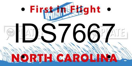 IDS7667 North Carolina License Plate