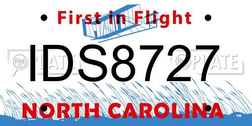 IDS8727 North Carolina License Plate