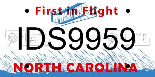 IDS9959 North Carolina License Plate