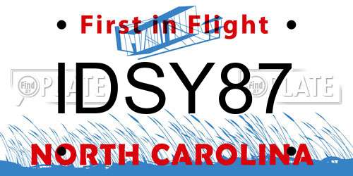 IDSY87 North Carolina License Plate