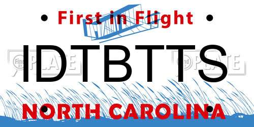 IDTBTTS North Carolina License Plate