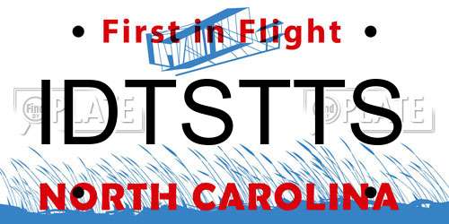 IDTSTTS North Carolina License Plate