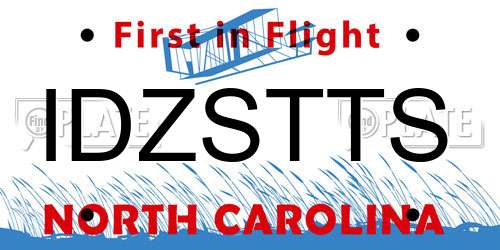 IDZSTTS North Carolina License Plate