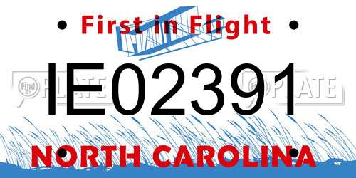 IE02391 North Carolina License Plate