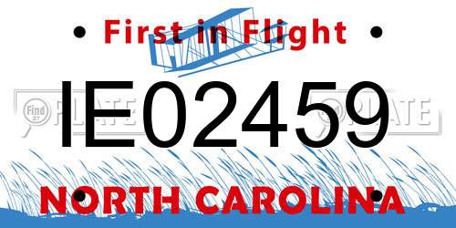IE02459 North Carolina License Plate
