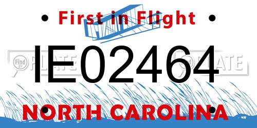 IE02464 North Carolina License Plate