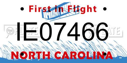 IE07466 North Carolina License Plate