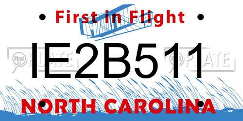 IE2B511 North Carolina License Plate