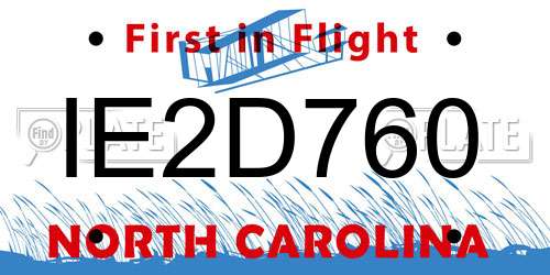 IE2D760 North Carolina License Plate