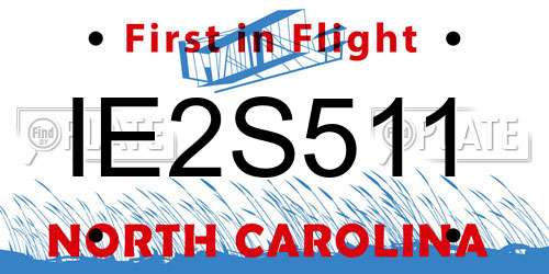 IE2S511 North Carolina License Plate