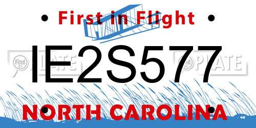 IE2S577 North Carolina License Plate