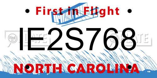 IE2S768 North Carolina License Plate