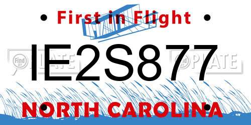 IE2S877 North Carolina License Plate