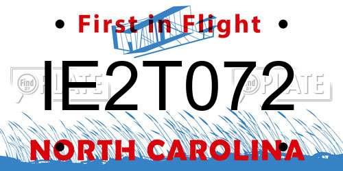 IE2T072 North Carolina License Plate