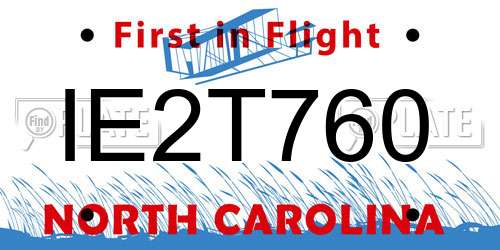 IE2T760 North Carolina License Plate