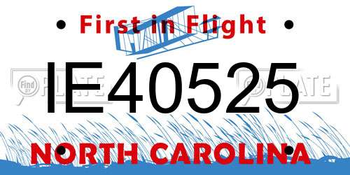 IE40525 North Carolina License Plate
