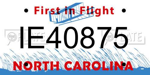 IE40875 North Carolina License Plate