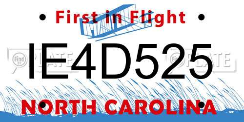 IE4D525 North Carolina License Plate