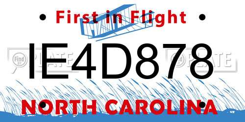 IE4D878 North Carolina License Plate