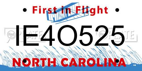 IE4O525 North Carolina License Plate