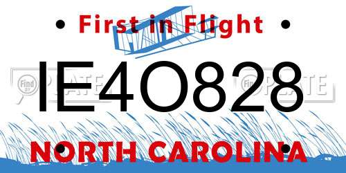 IE4O828 North Carolina License Plate