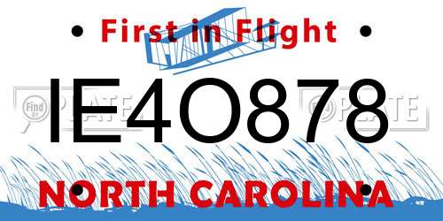 IE4O878 North Carolina License Plate