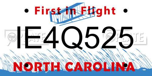 IE4Q525 North Carolina License Plate