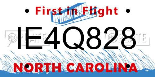 IE4Q828 North Carolina License Plate