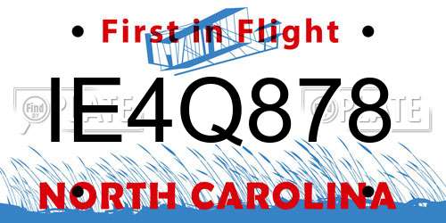 IE4Q878 North Carolina License Plate