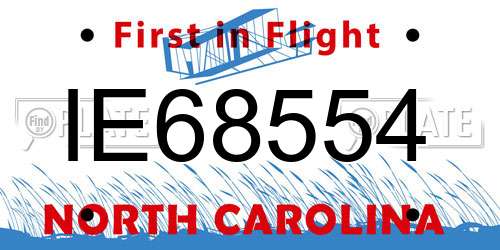 IE68554 North Carolina License Plate
