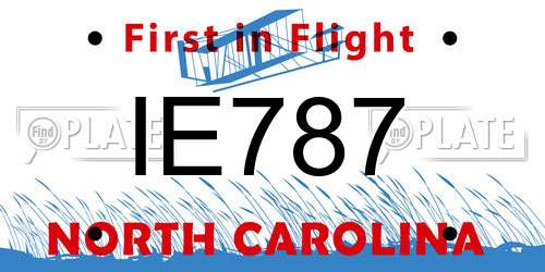 IE787 North Carolina License Plate