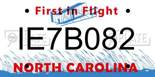 IE7B082 North Carolina License Plate
