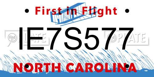 IE7S577 North Carolina License Plate