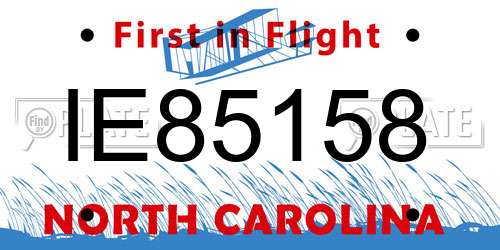 IE85158 North Carolina License Plate