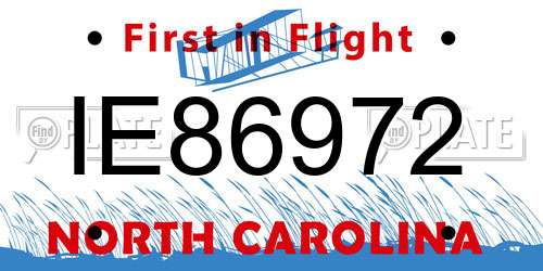 IE86972 North Carolina License Plate
