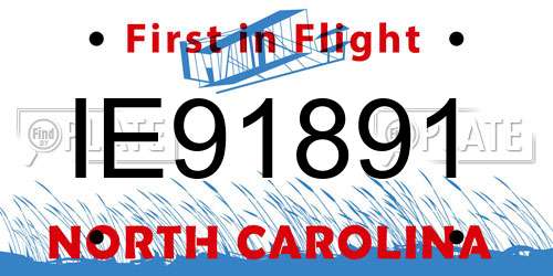 IE91891 North Carolina License Plate