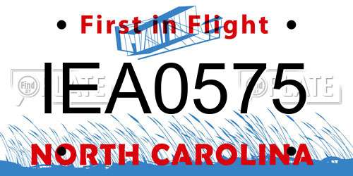 IEA0575 North Carolina License Plate