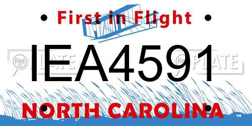 IEA4591 North Carolina License Plate