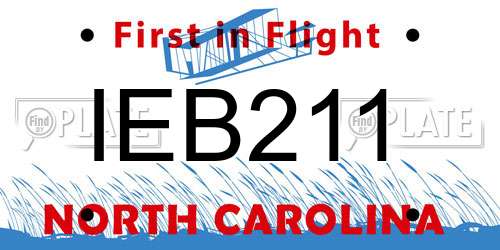 IEB211 North Carolina License Plate